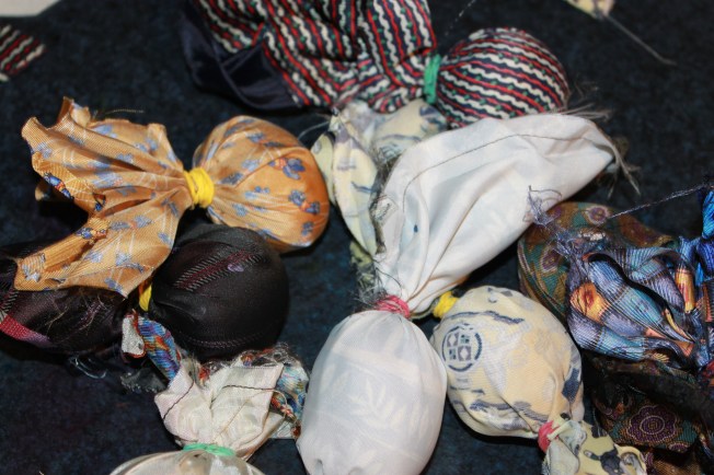 All wrapped up tight in the first layer (print facing egg) 